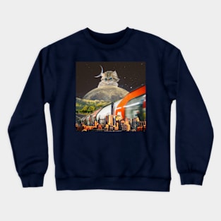 Metropolitan Dreams: A Surreal Collage to Wanderlust Crewneck Sweatshirt